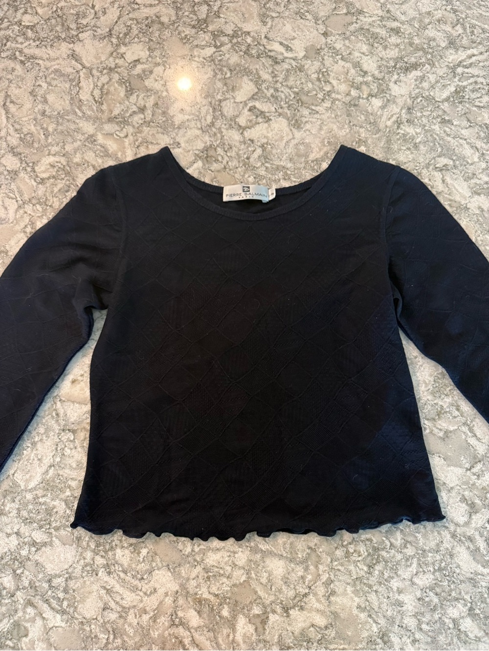 Pierre Balmain Navy long-sleeve knit top Small